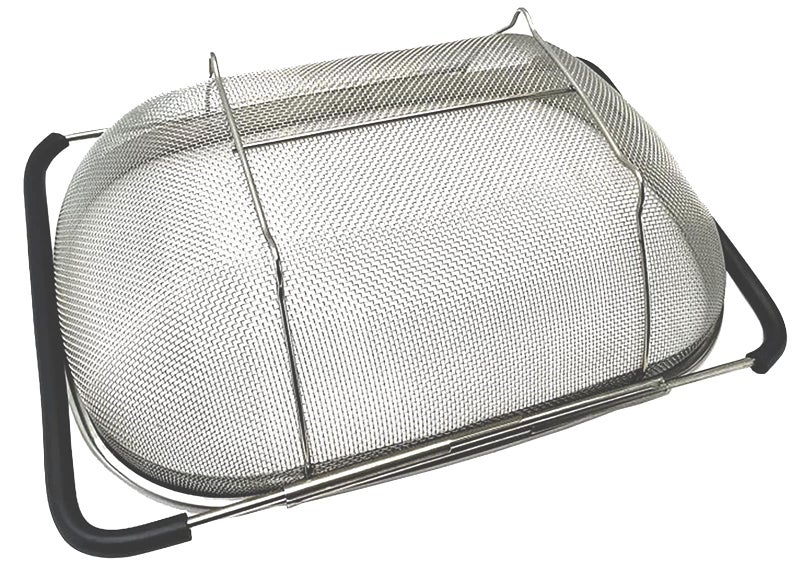 NObranded Over The Sink Stainless Steel Oval Colander with Expandable Rubber Grip Handles Strainers, Fine Mesh Strainer Basket Kitchen 6 Quarts Colander for Strain, Drain, Rinse Fruits, Vegetables - Image 4